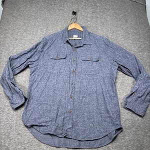 Bridge & Burn Shirt Men 2xl Blue  Button Up Long Sleeve Twill Pockets Chamois